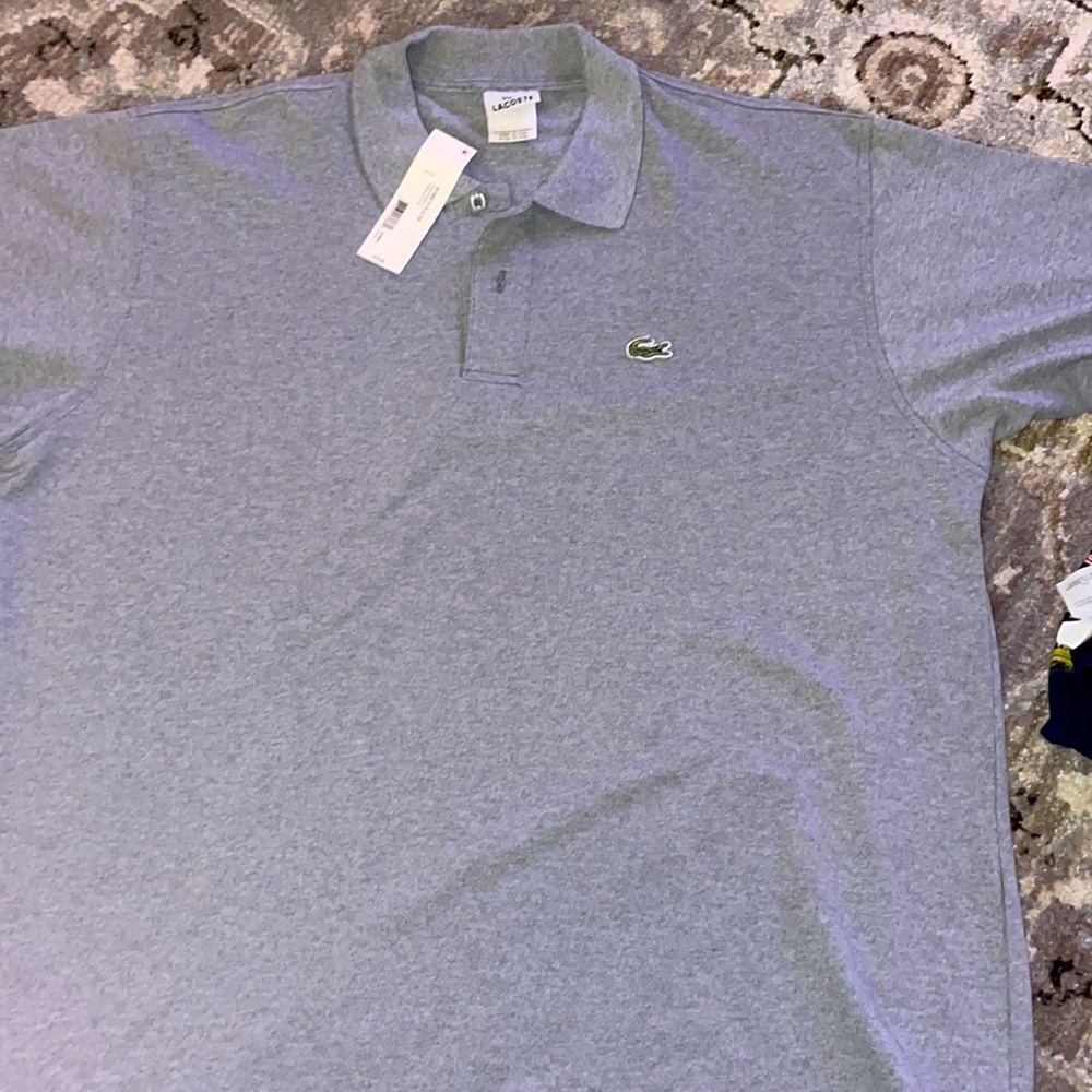 Brand New! Men’s Lacoste size 7 (men’s XL) grey short sleeve polo shirt